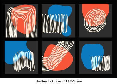 Große, abstrakte, minimalistische handgemalte Illustration für Wanddekoration, Postkarte oder Broschürendesign. Mode, Vektorgrafik, Flachdesign, Cartoon. Alle Elemente sind isoliert.