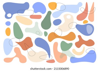 Big set of abstract spots of different colors in a modern trendy style. Vector Illustration