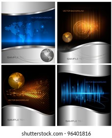 Big set of abstract technology and business backgrounds. Vector illustration