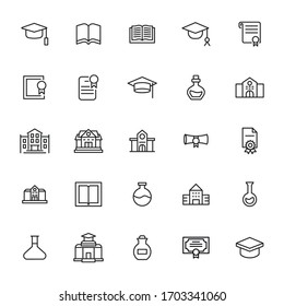 Big set of academy line icons. Vector illustration isolated on a white background. Premium quality symbols. Stroke vector icons for concept or web graphics. Simple thin line signs. 