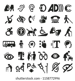 Big set of accessibility icons with different sign.