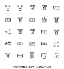 Big set of accounting line icons. Vector illustration isolated on a white background. Premium quality symbols. Stroke vector icons for concept or web graphics. Simple thin line signs. 