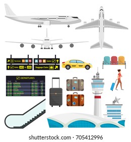 Big Set Airport Transportation Objects Stock Vector (Royalty Free ...