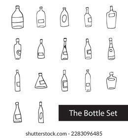The big set alcohol bottle glass illustration