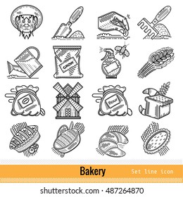 Big set of All Steps of Bakery Product Outline Web Icons