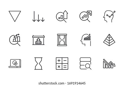 Big set of analytics line icons. Vector illustration isolated on a white background. Premium quality symbols. Stroke vector icons for concept or web graphics. Simple thin line signs. 