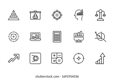 Big set of analytics line icons. Vector illustration isolated on a white background. Premium quality symbols. Stroke vector icons for concept or web graphics. Simple thin line signs. 