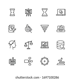 Big set of analytics line icons. Vector illustration isolated on a white background. Premium quality symbols. Stroke vector icons for concept or web graphics. Simple thin line signs. 