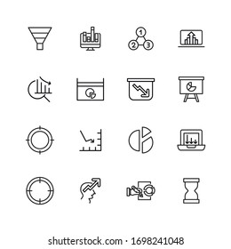 Big set of analytics line icons. Vector illustration isolated on a white background. Premium quality symbols. Stroke vector icons for concept or web graphics. Simple thin line signs. 