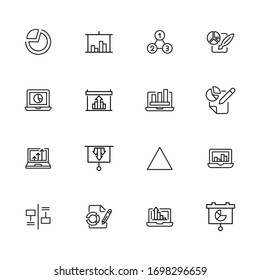 Big set of analytics line icons. Vector illustration isolated on a white background. Premium quality symbols. Stroke vector icons for concept or web graphics. Simple thin line signs. 