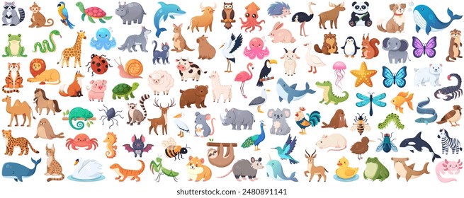 Big Set of animal cartoon vectors set