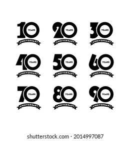 Gran juego de estilo de logotipo de aniversario con escritura a mano para eventos de celebración, boda, tarjeta de saludo e invitación