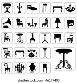 big set of antique furniture vector