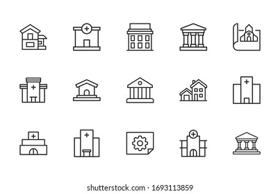 Big set of architecture line icons. Vector illustration isolated on a white background. Premium quality symbols. Stroke vector icons for concept or web graphics. Simple thin line signs. 