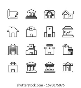 Big set of architecture line icons. Vector illustration isolated on a white background. Premium quality symbols. Stroke vector icons for concept or web graphics. Simple thin line signs. 