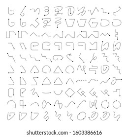 big set of arrow bow icons thin line design