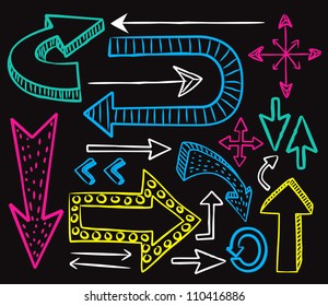 Gran conjunto de doodle de flecha