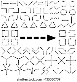 Big set of arrows. Black arrows. Black isolated on white background. Vector illustration.