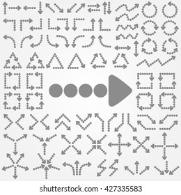Big set of arrows. Gray isolated. Gray arrows. Vector illustration.