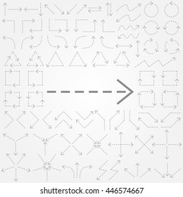 Big set of arrows. Gray isolated. Vector illustration.