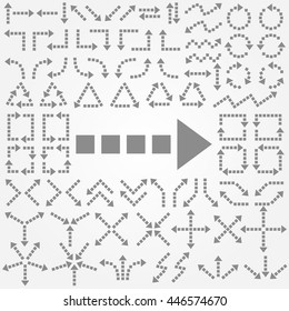 Big set of arrows. Gray isolated. Vector illustration.