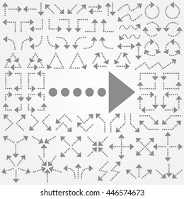 Big set of arrows. Gray isolated. Vector illustration.