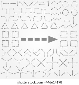 Big set of arrows. Gray isolated. Vector illustration.