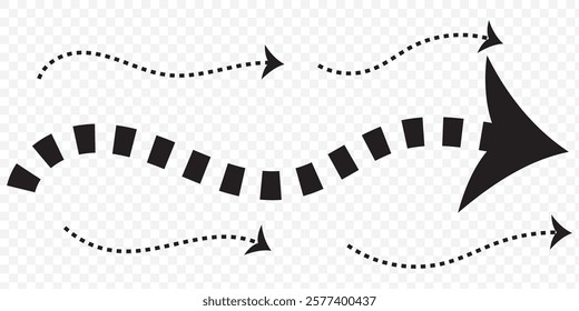 Big Set Arrows for presentation. vector thin blue lines with arrows. isolated on transparent background. eps 10.