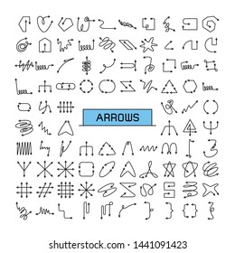 big set of arrows signs doodle vector