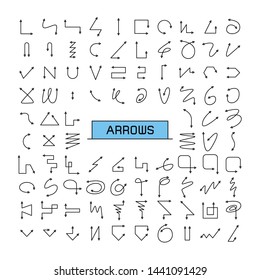 big set of arrows signs doodle vector