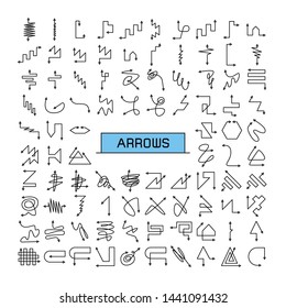 big set of arrows signs doodle vector