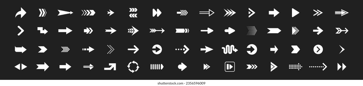 Big set of Arrows Vector Icons, isolated on transparent background. Vector illustration