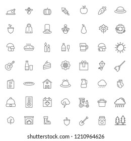 big set of autumn holidays icons vector design with simple outline and modern style, editable stroke