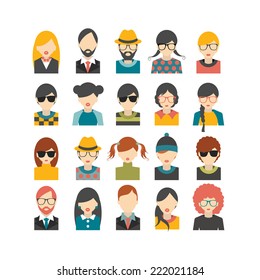 Big set of avatars profile pictures flat icons. Vector illustration.