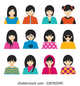 Big set of avatars profile pictures flat icons. Vector illustration.