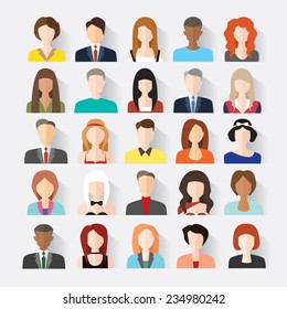 Big set of avatars profile pictures flat icons. Vector illustration.Creative Social Networking People Vector Design