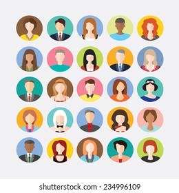 Big set of avatars profile pictures flat icons. Vector illustration.Creative Social Networking People Vector Design