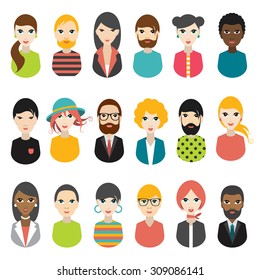 Big set of avatars profile pictures flat icons. Vector illustration.