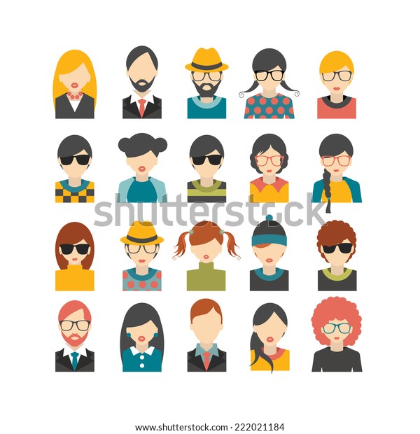 Big Set Avatars Profile Pictures Flat Stock Vector (Royalty Free) 222021184