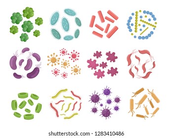 Big set bacteria and pandemic virus biology vector illustration cartoon