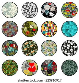 Big set of balls with print patterns. Vector floral illustration. 