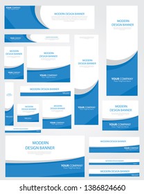 Big set of banners. 16 various forms and sizes to improve the look of website, social media pack or mobile app. Modern design banner.