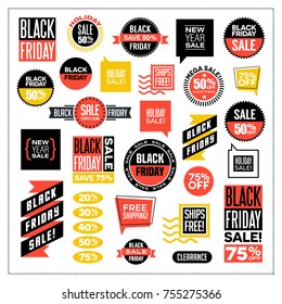 big set of banners and clip art for black Friday and holiday sales.
