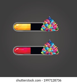 Big set bar downloader with vector cartoon mountain jewel