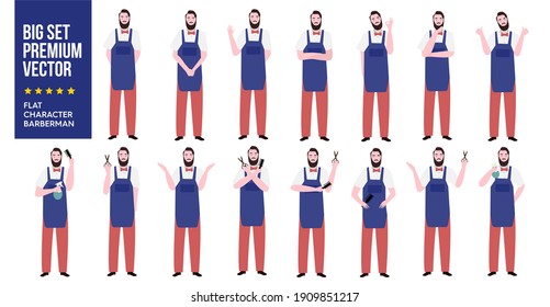 Un gran conjunto de personajes de barbero con diversas actividades