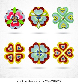 Big set of beautiful colorful flowers. Vector illustration. 