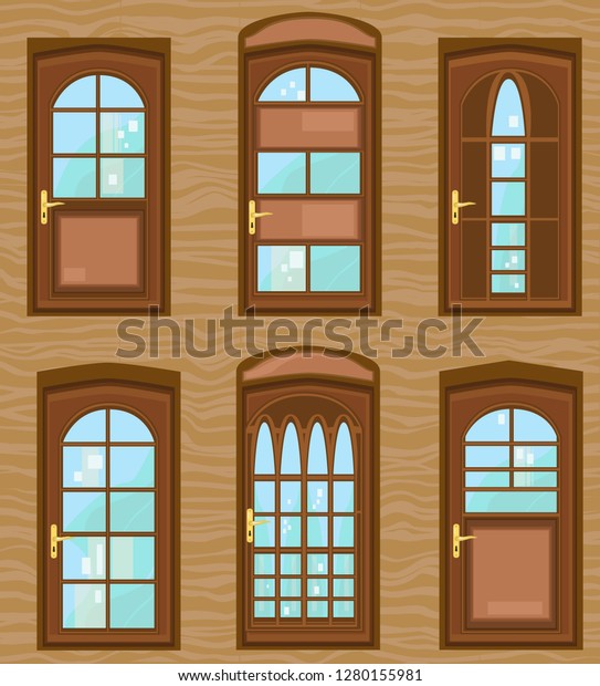 Big Set Beautiful Doors Collection Doors Stock Vector