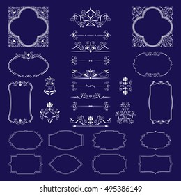 Big set of beautiful frames, spacers, monograms. Vector illustration.
