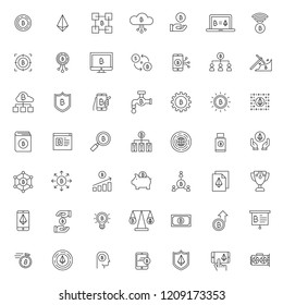 big set of bitcoin business technology icon with simple outline and modern style, editable stroke vector eps 10
