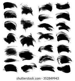 Big set of black abstract handdrawn strokes realistic isolated on a white background